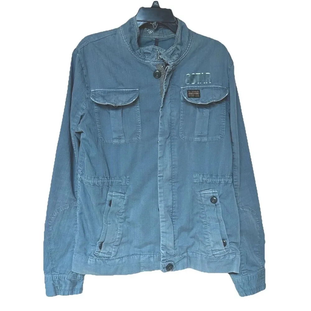 G-star Raw Shoreline Jacket Women’s Lg Utility Cinch Waist Blue Streetwear Cabin